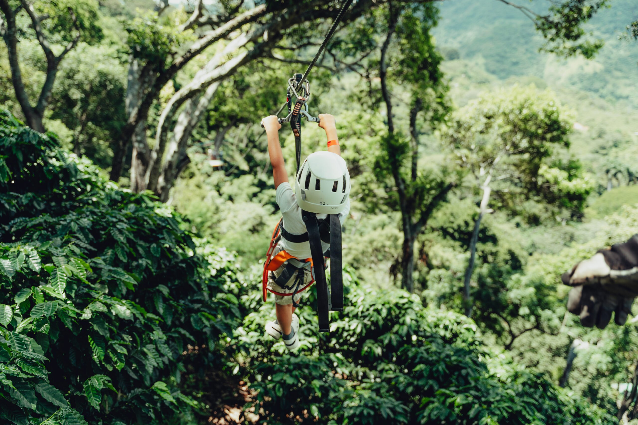 Zip-lining through the canopy at Hacienda La Chimba